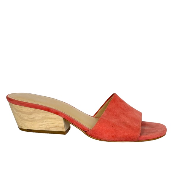 Botkier Shoes - Botkier Carlie Mules 7 Coral Orange pink Suede Wooden Heel Slip-on Boho